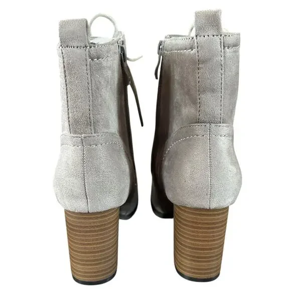Journey Collection Baylor Lace Up Combat Heeled Bootie Gray NEW 8.5 WIDE - Picture 4 of 10